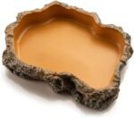 Reptile Water Dish,Resin Reptile Rock Food Feeder Bowl, Water and Food Bowl,Terrarium Decor for Leopard Gecko, Lizard,Spider,Turtle,Scorpion, Chameleon,Hermit Crabs (L, Orange) - Image 4