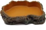 Reptile Water Dish,Resin Reptile Rock Food Feeder Bowl, Water and Food Bowl,Terrarium Decor for Leopard Gecko, Lizard,Spider,Turtle,Scorpion, Chameleon,Hermit Crabs (L, Orange) - Image 5