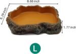 Reptile Water Dish,Resin Reptile Rock Food Feeder Bowl, Water and Food Bowl,Terrarium Decor for Leopard Gecko, Lizard,Spider,Turtle,Scorpion, Chameleon,Hermit Crabs (L, Orange) - Image 7