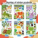 24 PCS Make-a-face Sticker for Kids, Make Your Own Reptile Animal Mix and Match Sticker with Snakes, Lizards, Frogs, Turtles, Kids Party Favor Supplies Craft - Image 3