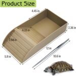 kathson Tortoise Water Dish with Ramp and Basking Platform, Reptile Water Bowl Turtle Soaking Tub Hermit Crab Bathing Pool for Amphibians Habitat Accessories (Brown) - Image 3