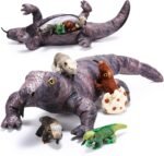 Lenwen 5 Pieces Komodo Dragon Plush Toy Set 26 Inch Monitor Lizard Stuffed Animal with 4 Plush Baby Lizards, Stuffed Komodo Dragon Plush Giant Lizard for Boy Girl Birthday Gift Pet Party Favor - Image 2