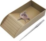 kathson Tortoise Water Dish with Ramp and Basking Platform, Reptile Water Bowl Turtle Soaking Tub Hermit Crab Bathing Pool for Amphibians Habitat Accessories (Brown) - Image 2