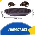 Tortoise Water Dish with Ramp 15x11x2 Inch Shallow Reptile Water Dish Smooth Easy Wash Multi-Purpose ABS Turtle Tub for Gecko Snake, Brown - Image 3