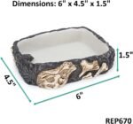 Penn-Plax Reptology Reptile Fossil Rock Food/Water Dish – Great for Bearded Dragons, Geckos, Chameleons, Snakes, Hermit Crabs, and Many More – Medium - Image 3