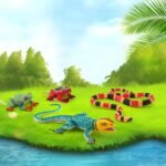 Forest Snake Figurine Lizard Figures Frog Figures 4PCS Tropical Forest Animals Figurines Frog Toys School Project Model for Kids Toddlers Birthday Gift Cake Toppers - Image 5