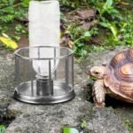 Tortoise Water Bowl, 4.3 Inch Stainless Steel Tortoise Water Dish with Clear Plastic Bottle, Turtle Feeder for Reptile Animals - Image 6