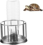 Tortoise Water Bowl, 4.3 Inch Stainless Steel Tortoise Water Dish with Clear Plastic Bottle, Turtle Feeder for Reptile Animals - Image 2