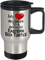 Reptile Themed Gifts, Reptile Travel Mug - My Heart Belongs to a Spoiled Reptile - Eastern Box Turtle - Image 3