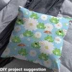 Frog Fabric by The Yard, Cartoon Frog Upholstery Fabric, Botanical Flower Decorative Fabric, Floral Reptile Animal Upholstery and Home Accents for Quilting Sewing, Green Blue, 2 Yards - Image 4