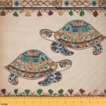 Erosebridal Turtle Fabric by The Yard,Tortoise Upholstery Fabric,Ocean Reptile Animals Decorative Fabric,Geometry Tribal Sealife Indoor Outdoor Fabric,DIY Art Waterproof Fabric,Blue Yellow,1 Yard - Image 2