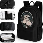 Snake Reptile Flowers Travel Backpack Carry On Backpack Laptop Backpack Casual Work Bag for Hiking Business - Image 4