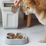 RUIAN Pet Food Storage Container, 22lb Grain Storage Barrels Sealed Bucket on Wheels Dog Cat Dry Food Bin Rice Flour Boxes with Scoop and Measuring Cup, Gray & Pink 2Pcs - Image 5