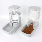 Pet Water Dispenser Food Feeder 1 Gallon and 3-Pounds Dry Food Capacity Automatic Dog Cat Feeders with Food Bowl for Large or Small Dogs (Grey Waterer +Feeder) - Image 5