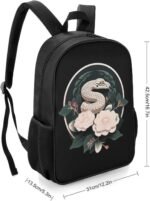 Snake Reptile Flowers Backpack Travel Backpack Daypack Purse Shoulder Bag Casual Daily Bag for Unisex - Image 3