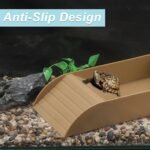 Tortoise Food Dish with Ramp, Plastic Reptile Water Bowl, Tortoise Water Pool, Reptile Climbing Ramp for Turtles Lizards, 13.98"x7.87"x2.36", Brown - Image 3