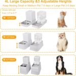 Cat Feeder and Water Dispenser Set(4L), 3 Height Adjustable Raised Automatic Dog Feeder and Dog Water Dispenser for Dogs Cats Pets,with 2 Stainless Steel Bowls, Non-Slip Bottom, Large Capacity - Image 3