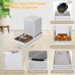 Cat Feeder and Water Dispenser Set(4L), 3 Height Adjustable Raised Automatic Dog Feeder and Dog Water Dispenser for Dogs Cats Pets,with 2 Stainless Steel Bowls, Non-Slip Bottom, Large Capacity - Image 4