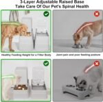 Cat Feeder and Water Dispenser Set(4L), 3 Height Adjustable Raised Automatic Dog Feeder and Dog Water Dispenser for Dogs Cats Pets,with 2 Stainless Steel Bowls, Non-Slip Bottom, Large Capacity - Image 7