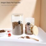 Glass Dog Treat Jars Set of 2,135oz+68oz Round Dog Cat Food Container with Bamboo Lids,Airtight Cat Treat Jar, Puppy Food Cookie Jar-Keep Fresh Crispy - Image 4