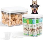 2 Pack Large Dog Treat Container Bins 2 Qt + 3 Qt with One-Press Flip-up Lid, Airtight Pet Dog Cat Treat Jar for Countertop, Pet Biscuit Canister Cookie Holder - Image 2