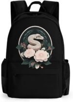 Snake Reptile Flowers Travel Backpack Carry On Backpack Laptop Backpack Casual Work Bag for Hiking Business - Image 2