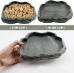 AYNEFY Reptile Food Water Rock Bowls,Resin Reptile Feeder Lizard Feeding Dish Amphibian Feeder Bowl Terrarium Decor for Bearded Dragons Leopard Gecko Frog Snake(Emerald - Image 5