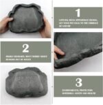 AYNEFY Reptile Food Water Rock Bowls,Resin Reptile Feeder Lizard Feeding Dish Amphibian Feeder Bowl Terrarium Decor for Bearded Dragons Leopard Gecko Frog Snake(Emerald - Image 6