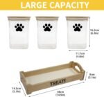 Geyecete dog treat container for Countertop pet treat container with 3 Jars dog treat jars For Puppy Airtight Wooden Dog Treat Storage With wood Lids - Image 5