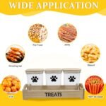 Geyecete dog treat container for Countertop pet treat container with 3 Jars dog treat jars For Puppy Airtight Wooden Dog Treat Storage With wood Lids - Image 6