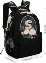 Snake Reptile Flowers Backpack Travel Laptop Backpack Carry on Backpack Work Business Backpack for Adult - Image 3