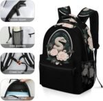 Snake Reptile Flowers Backpack Travel Laptop Backpack Carry on Backpack Work Business Backpack for Adult - Image 6