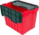 Akro-Mils KeepBox 18 Gallon Storage Container, Nesting and Stackable Plastic Storage Box with Lid Attached, Clear Tote for Garages, Closets, and Moving, 21" x 15" x 17", Red/Green - Image 2
