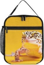 Leopard Geckos On Yellow Lunch Bag Insulated Lunch Box Reusable Lunch Containers Tote Bags for Work Travel - Image 2