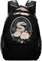 Snake Reptile Flowers Backpack Travel Laptop Backpack Carry on Backpack Work Business Backpack for Adult - Image 2