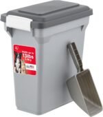 IRIS USA Dog Food Storage Container, Airtight Lid, 2-Cup Scoop, Up to 13 Pounds Pet Food Storage, Versatile Pet Food Bin, Treats, BPA Free, Gray/Dark Gray - Image 2